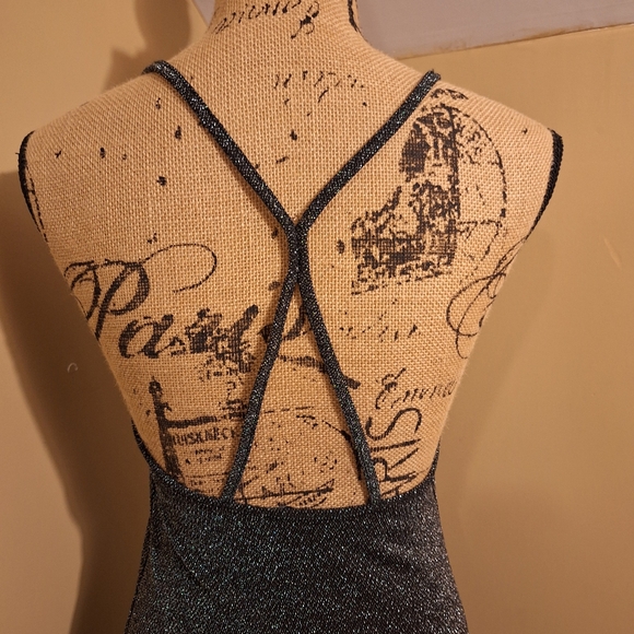 ⭐️3/$20 Sparkling Silver Zara Mini Stretch Dress Sz Med - Picture 4 of 9